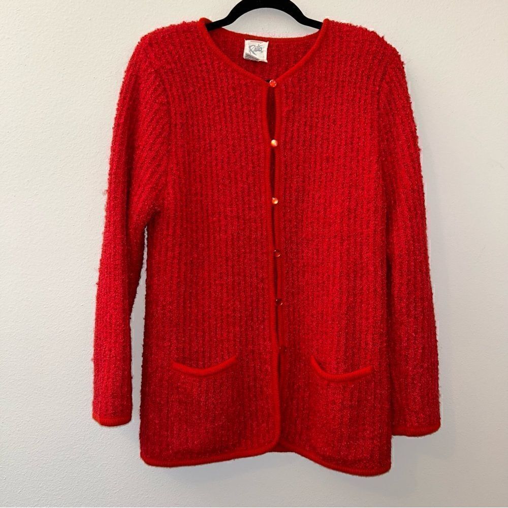 Vintage Ratio Acrylic Button Front Cardigan Sweater